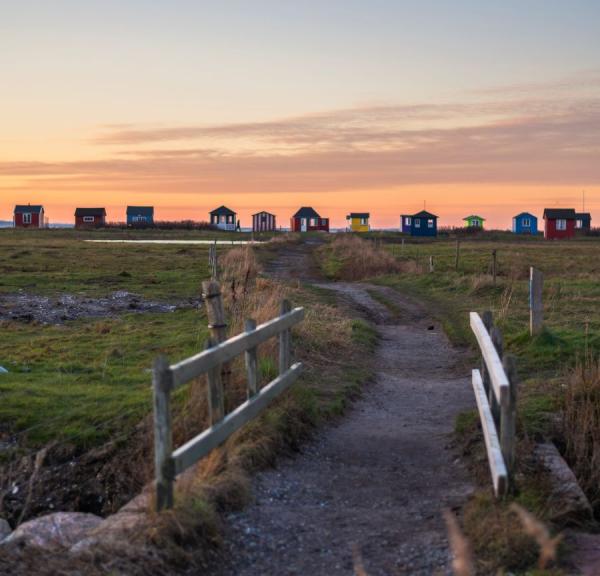Badehuse ved Vesterstrand på Ærø