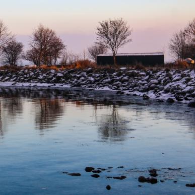 Snow by the water in Ærøskøbing